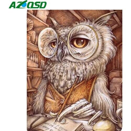 AZQSD Diamond Painting Full Square Owl 5d Diamond Embroidery Animal Handmade Rhinestones Home Decor Gift Cross Stitch Kits