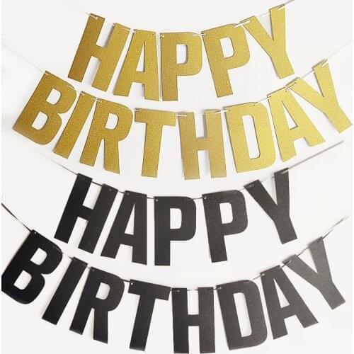 HAPPY BIRTHDAY Glitter Paper Banners Garland Flag Kids Birthday Party Decoration Photo Booth Party Hanging Decor Supplies