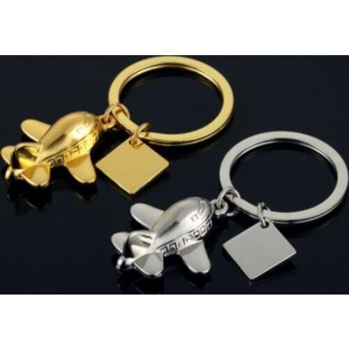 50pcs/lot Gold Airplane Keychain Air Plane Model Keyring Flight Airline Key Chains Fashion Jewelry Wholesale