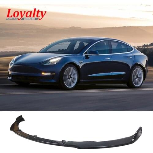 Loyalty for Tesla Model 3 2016 2017 2018 2019 Front Bumper Lip Spoiler Trim ABS Gloss Black Car Styling Auto Accessories