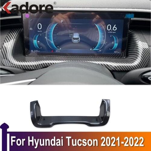 For Hyundai Tucson 2021 2022 2023 Carbon Fiber Car Interior Central Control Instrument Dashboard Meter Panel Frame Cover Trim