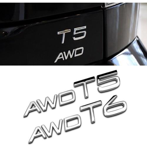 For Volvo T5 T6 AWD Rear Sticker for Volvo XC90 XC60 XC70 V60 S60 S80 V70 V40 V50 S90 Chrome 3D Emblem Car Refitting Trunk Decal