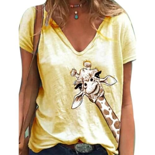 Harajuku Woman Tshirts Women Summer Tops Loose Giraffe Soft Short Sleeve T-shirt Top Graphic Tee T Shirt Women футболка женская