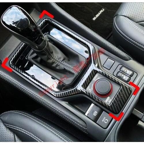 Carbon Fiber Style Interior Gearshift Shift Gear Frame Cover Trim Bezel Car-Styling Molding For Subaru Forester SK 2018 2019