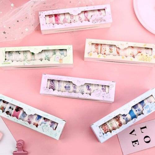 10Pcs/pack Floral Decorative Sticker Washi Tape Adhesive Masking Tape Washi Tape Set DIY Scrapbooking Sticker Label Stationery