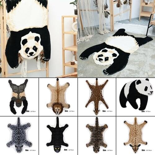Nordic Style Cute Animal Printed Rug Panda Leopard Tiger Printed Giraffe Lion Shape Carpet Plush Antiskid Kids Room Carpet