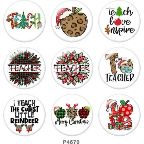 Teacher Christmas 12mm/18mm/20mm/25mm/30mm Round glass cabochon flat back Making findings snap button jewelry P4670