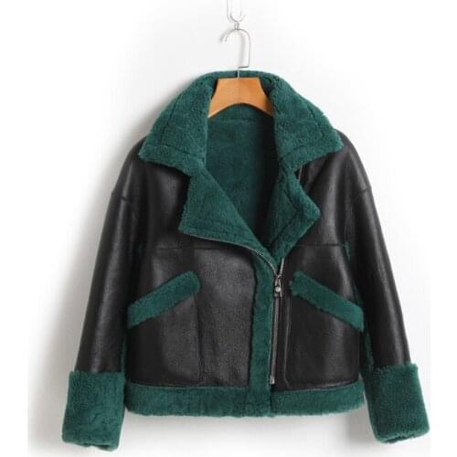Holland Sheepskin And Fur Jacket Cool Girls Winter Sheep Fur And Leather Coat Vintage Real Fur Garment Locomotive Style