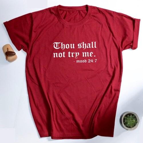 Thou Shall Not Try Me Cute Womens Letter Print T Shirt Funny Short Sleeve Casual Tops