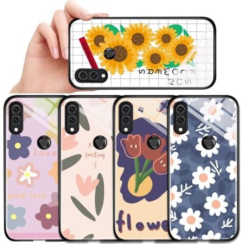 Fashion Flower Printed Pattern 9H Tempered Glass Phone Case Back Cover For OnePlus 6T OnePlus 7 Pro OnePlus 7T Pro OnePlus 8T