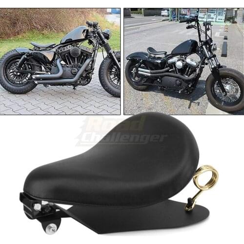 Motorcycle Retro Leather Solo Seat+3" Spring Bracket Fit For Bobber Chopper And Custom Application For XL883 1200