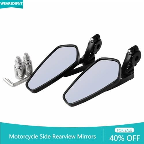WEAREDIFNT Motorcycle Accessories1 Pair 7/8" 22mm Universal Aluminum Rear View Black Handle Bar End Side Rearview Mirrors
