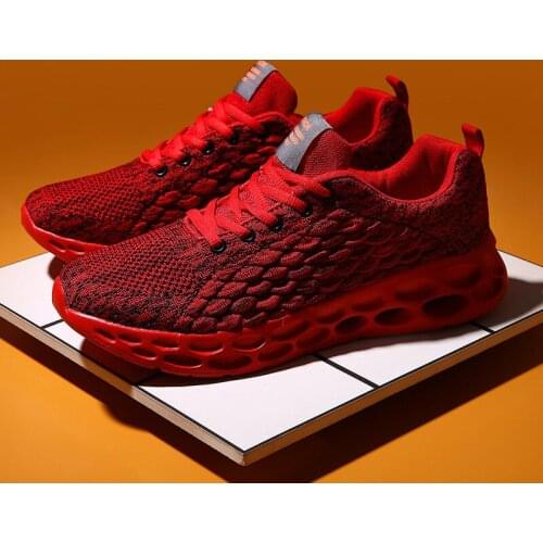 Men outdoor slip-on comfortable casual shoes breathable fashion lace up mesh running sports shoeslarge size46