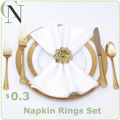 Napkin Rings Set Alloy Napkin Buckle With Hollow Out Flower For Wedding Banquet Dinner Parties Birthdays Family Gatherings Decor