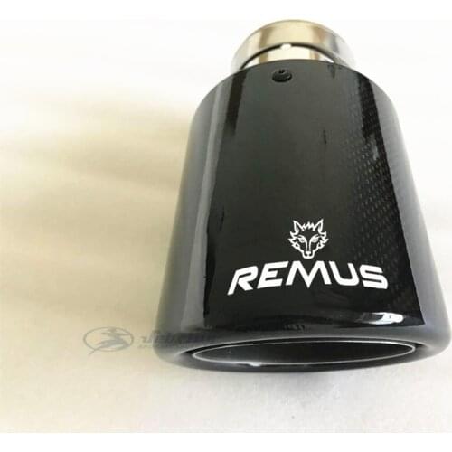 Car universal modiflcation stainless steel single exhaust pipe full carbon remus logo matt black cover muffler tip for merc