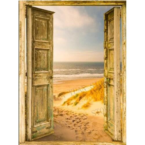 New arrived 5d diy diamond painting full drill resin sea at the door Diamond Painting Cross Stitch Rhinestone Mosaic decor gift