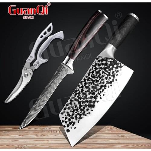 Stainless Steel Meat Cleaver Damascus Steel Chef Boning Knife Razor Sharp Slicing Knife Kitchen Powerful Chicken Bone Scissors