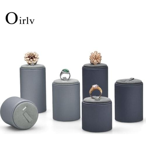 Oirlv New High-end PU Microfiber Ring Display Stand Creative Ring Display Stand Holder Jewelry Props Set Jewelry Display Rack