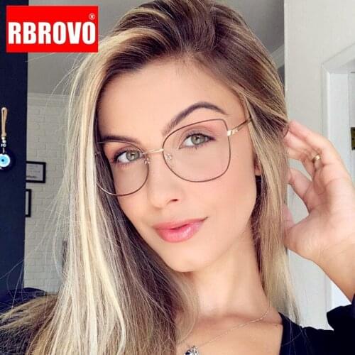 RBROVO Oversized Square Glasses Frame Women High Quality Clear Lens New Luxury Brand Metal Frame Eyeglasses Frames for Women
