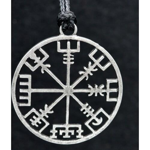 Retro Norse Viking Symbol Of Norse Runic Pendant Necklace Rope Chain Runes Vegvisir Compass For Women Men Amulet Norway Jewelry