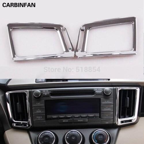 FIT FOR 2013 2014 2015 TOYOTA RAV4 CHROME CENTER CONSOLE AIR VENT COVER TRIM Sticker MOLDING SURROUND BEZEL ACCESSORIES 2PCS/SET