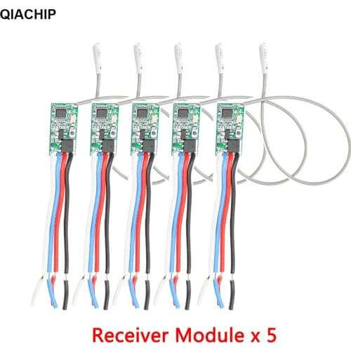 QIACHIP 5pcs 433.92Mhz Universal Wireless DC 3.6V-24V Remote Control Switch 1 CH RF Relay Receiver LED Light Controller DIY Kit