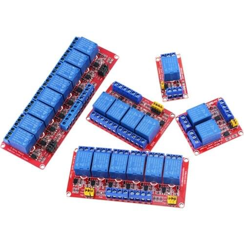 5V 24V 12V 1 2 4 Channel Relay Module Board Shield With Optocoupler Road High And Low Level Trigger Relay Red Bottom