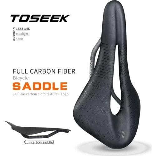 TOSEEK Full Carbon Saddle Mountain Bicycle Saddle Road Bike Seat MTB Carbon Fiber Saddles Seat Super-light cushion Bicycle parts