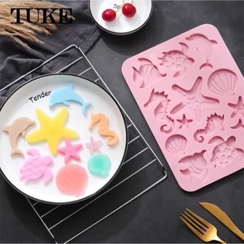 Ocean Series Starfish Silicone Molds Sea Animals Cupcake Topper Fondant Cake Decorating Tools Candy Clay Chocolate Moulds
