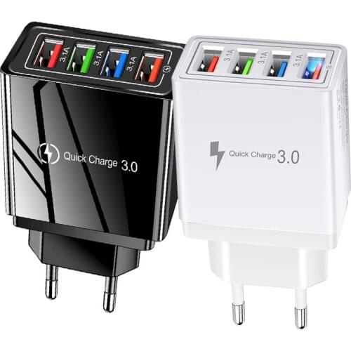 USB Charge adapter 4 Ports Wall Quick Charge 20W QC3.0 Charger EU Wall Mobile Phone Charger 4USB QC3.0 Adapter USB Type C