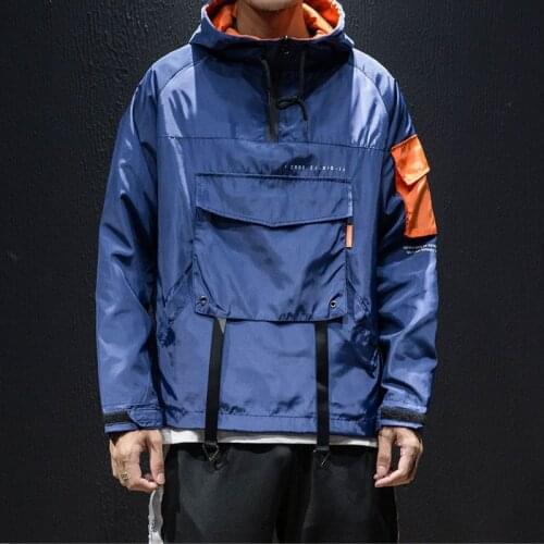 April MOMO 2020 Men Spring Autumn Patchwork Color Hooded Coat Windbreaker Jackets Male Casual Fashion Loose Style Hip Pop Jacket