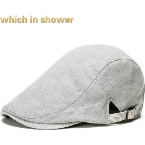 Which in shower high quality 2018 new cotton linen summer beret hat unisex spring sun flat cap for women mens peaked cap gorras