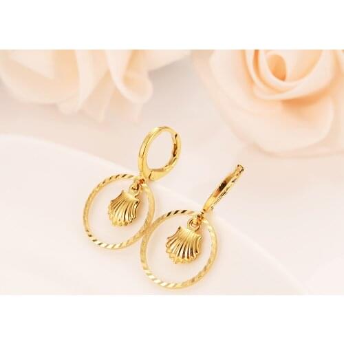 Gold drop Earring cute starfish fan shell seahorse For Women Birthday Gift Trendy GoldEngagement Wedding Bands Promise Earring