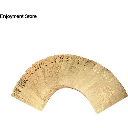 1Set Gold Foil Poker Golden Poker Cards Waterproof Playing Cards Gold Color Playing Cards Entertainment Table Games