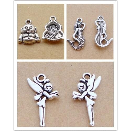 100pcs fairy sea-maid mermaid shape alloy antique silver charm pendant choker DIY jewerly 3styles 50/100pcs free shipping