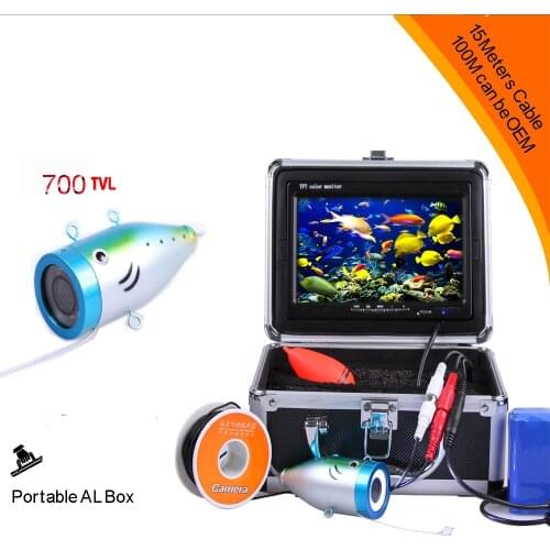 15Meter Deepth Cable of Super Mini 700TVL Underwater Camera With 8pcs White LED & 3.5" Digital LCD Monitor & Floating Fish Ball