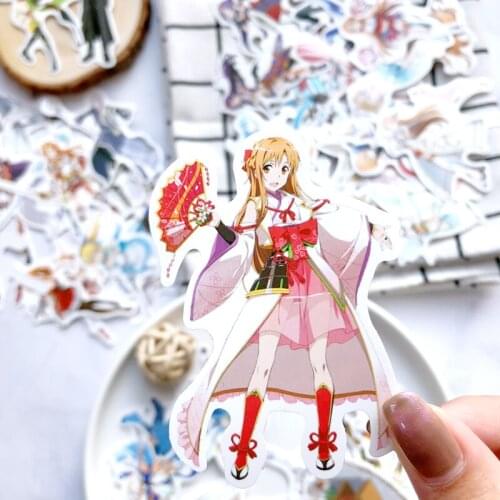 50Pcs Anime Stickers Sword Art Online Sticker Adhesive Asna Kirito game decal For Scrapbooking Phone Diary Laptop