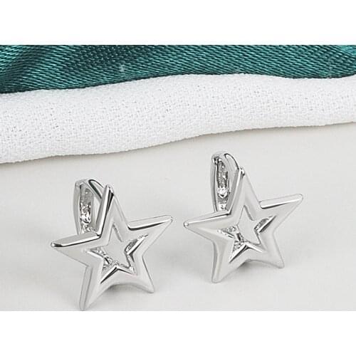 925 Sterling Silver Hollow Star Charm Stud Earrings For Women Girls Wedding Party Romantic Elegant Jewelry Pendientes eh1026