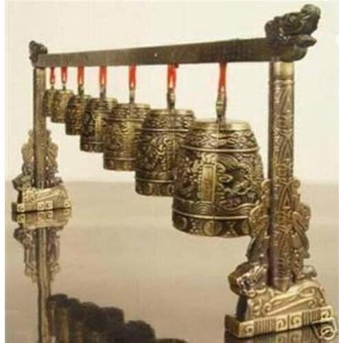 Free shipping Meditation Gong with 7 Ornate Bells with Dragon Design 02