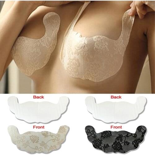 Sexy Adhesive Push Up Bra Pads Women Lace Embroidery Floral Trim U Shape Breast Lift Tape Strapless Bras For Women Nipple Covers