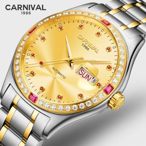 Luxury Business Automatic Watch Men CARNIVAL High end Mechanical Watch MIYOTA Calendar Week Sapphire Luminous Montre homme 2019