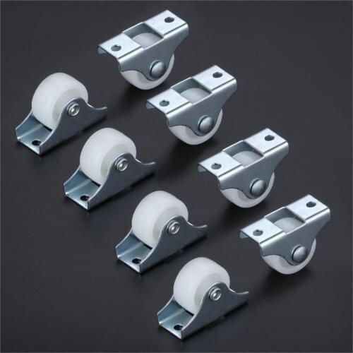 DRELD 8Pcs 1 inch Furniture Casters Flat Car Fixed Caster Mute Directional Wheel Metal Silica Material DIY Model Parts