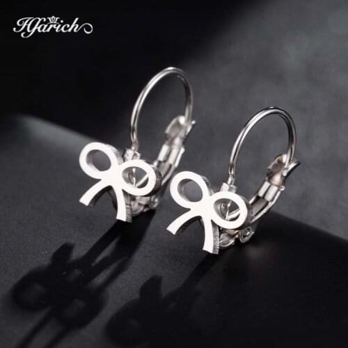 Hfarich Fashion Cute Bow-Knot Drop Earrings For Women Cool Punk Exaggerated Stainless Steel Big Dangle Earrings Gift 2019