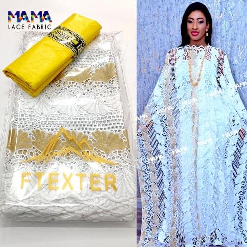 2.5+2.5 Yards DIY Lace Fabric 2021 100% Cotton With Basin Riche In Switzerland Senegal African Wedding Dress Material