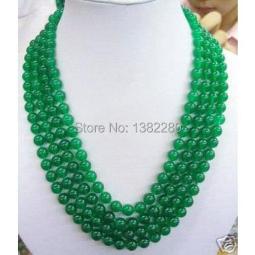 Fashion jewelry ! 8mm Green chalcedony chalcedony Necklace 100 inches JT5612 The charming girl