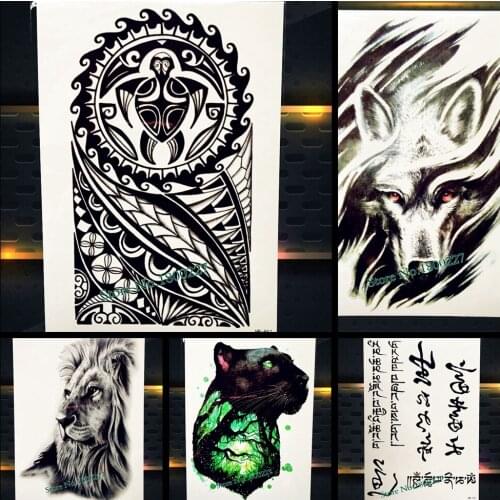 Spray Men Power Totem Temporary Tattoo Turtle Design Fake Flash Waterproof Tattoo Sticker, Women Body Art Tatoo Large Arm Sleeve