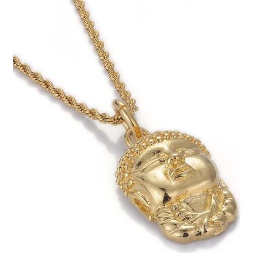 BAFU Buddha Punk Necklace HipHop Necklace Male Accessories Pendant Necklace Rock Link Chain Men Gift