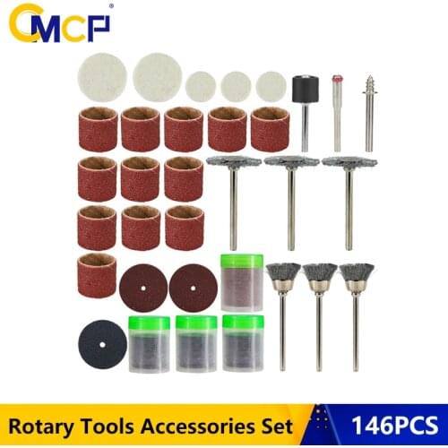 CMCP Rotary Tool Accessories Set 146pcs Abrasive Tools Kit for Dremel Rotary Sanding Grinding Polishing Engraving Tools