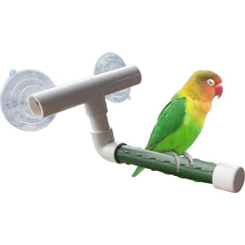 Birds Pet Wall Suction Cup Paw Grinding Stand Shower Perches Parrot Budgie Toys