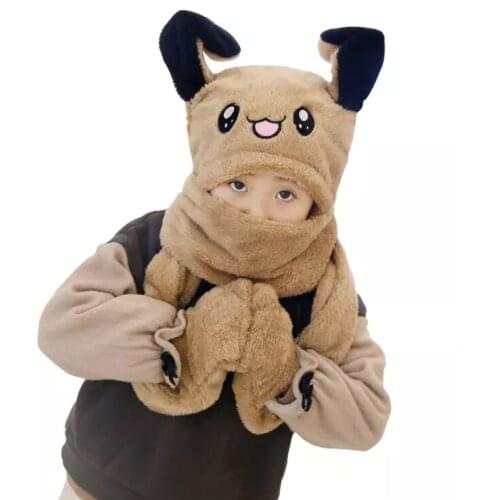 2020 new Funny Hat Baby Kids Hat Cute Rabbit Ears Plush Ears Can Move Cap Children Winter Warm Party Hat Warm Scarf